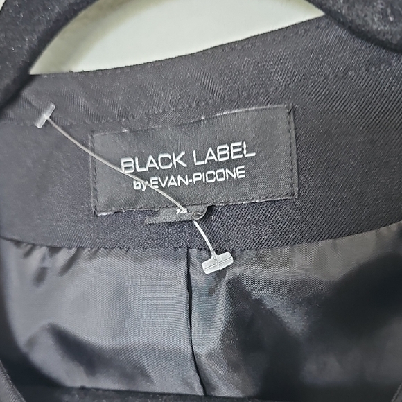 Black Label Evan Picone Black White Checkered Collarless Jacquard Blazer Size 14 - Picture 2 of 8